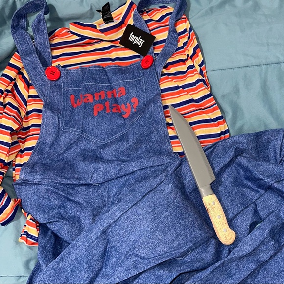 NEW FASHIONNOVA Men Child's Play 3 Piece Chucky Costume Set Blue/combo SIZE S/M - Picture 3 of 6